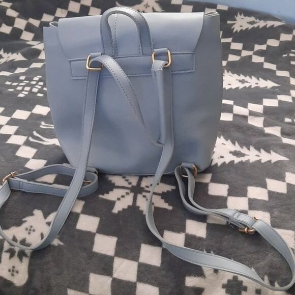 Dasein Baby Blue Leather Handbag Backpack - Picture 2 of 8